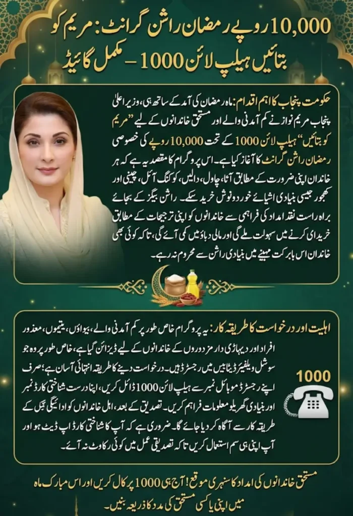 Maryam Ko Batain Helpline 1000 – Rs 10,000 Ramzan Rashan Grant Guide